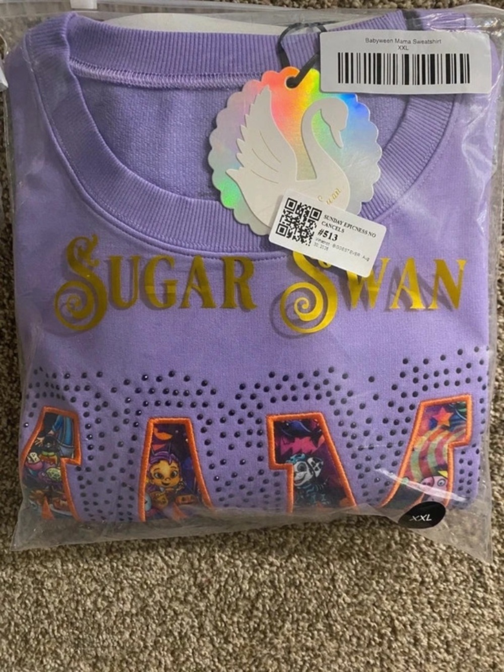 Sugar Swan Babyween MAMA bling  Crewneck bamboo French terry NWT size XXL